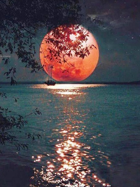 DIY 5D Diamond Painting Moon Tree