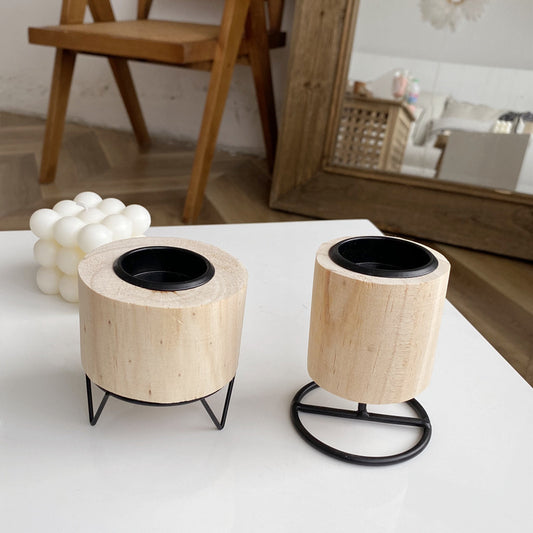 Retro Holz Eisen Kerze 