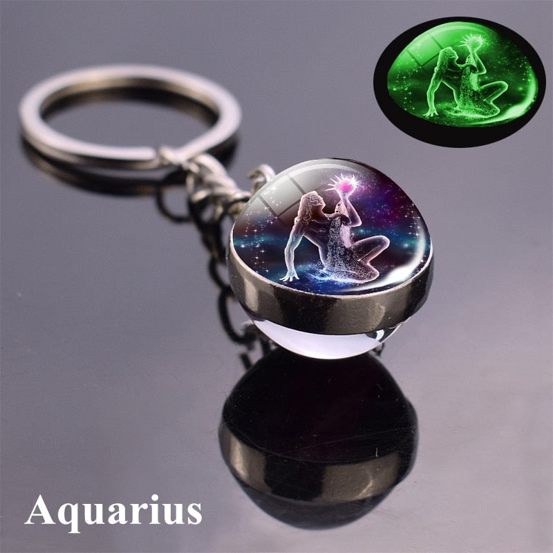 Luminous Zodiac Keychains - Glow in the Dark Birthday Gift