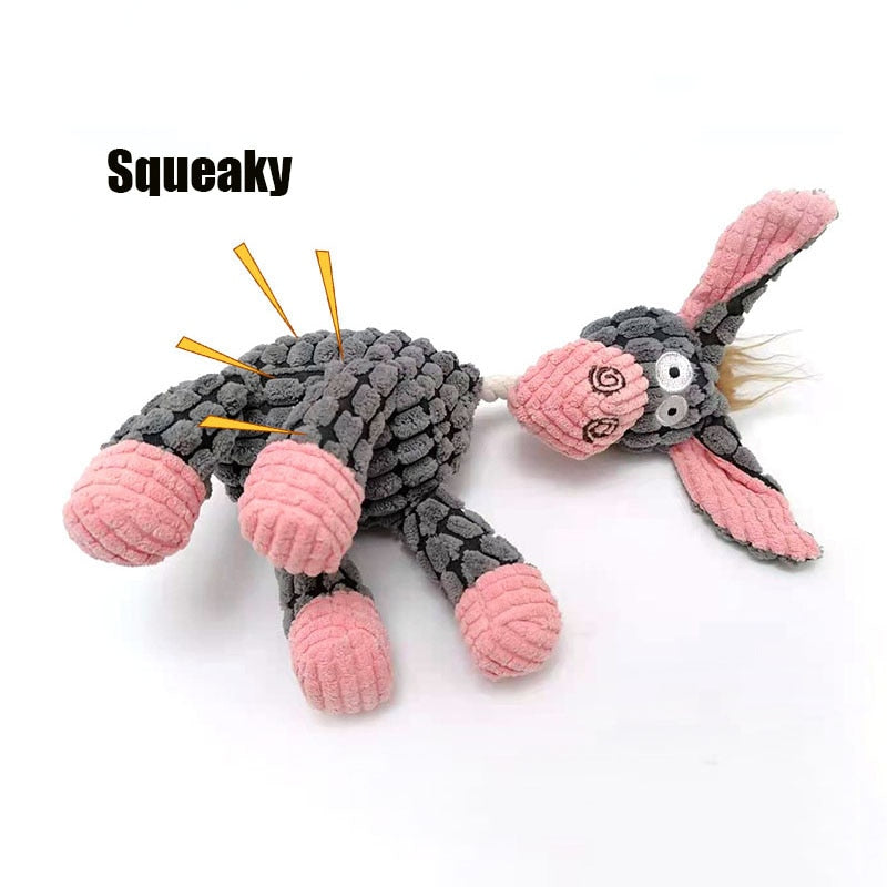Cute and Durable Donkey-Shaped Corduroy Chew Toy for Dogs - Perfect for Playtime, Training, and Dental Health