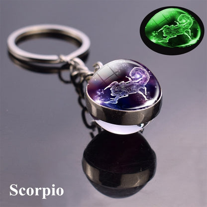 Luminous Zodiac Keychains - Glow in the Dark Birthday Gift