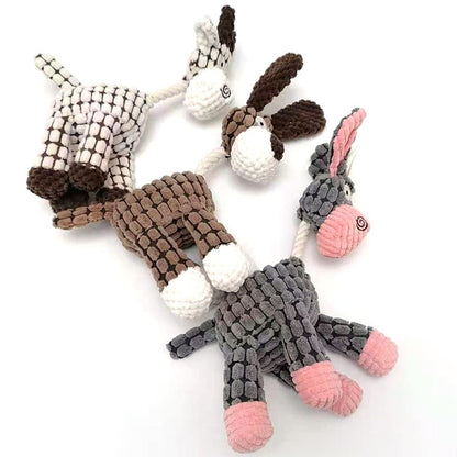 Cute and Durable Donkey-Shaped Corduroy Chew Toy for Dogs - Perfect for Playtime, Training, and Dental Health