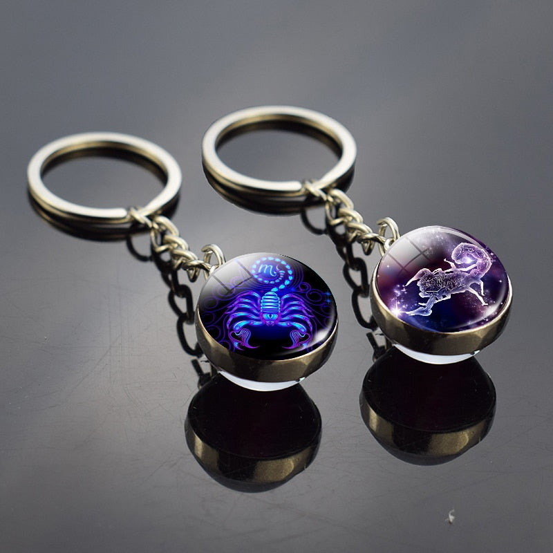 Luminous Zodiac Keychains - Glow in the Dark Birthday Gift