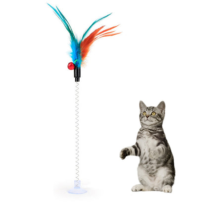 Playful Purrfection: Delight Your Cat with our Colorful Feather Wand and Bell Toy