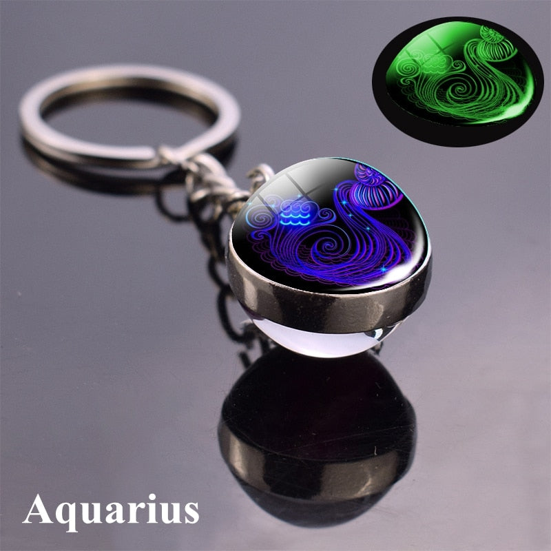 Luminous Zodiac Keychains - Glow in the Dark Birthday Gift