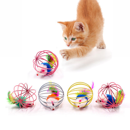Playful Purrfection: Delight Your Cat with our Colorful Feather Wand and Bell Toy