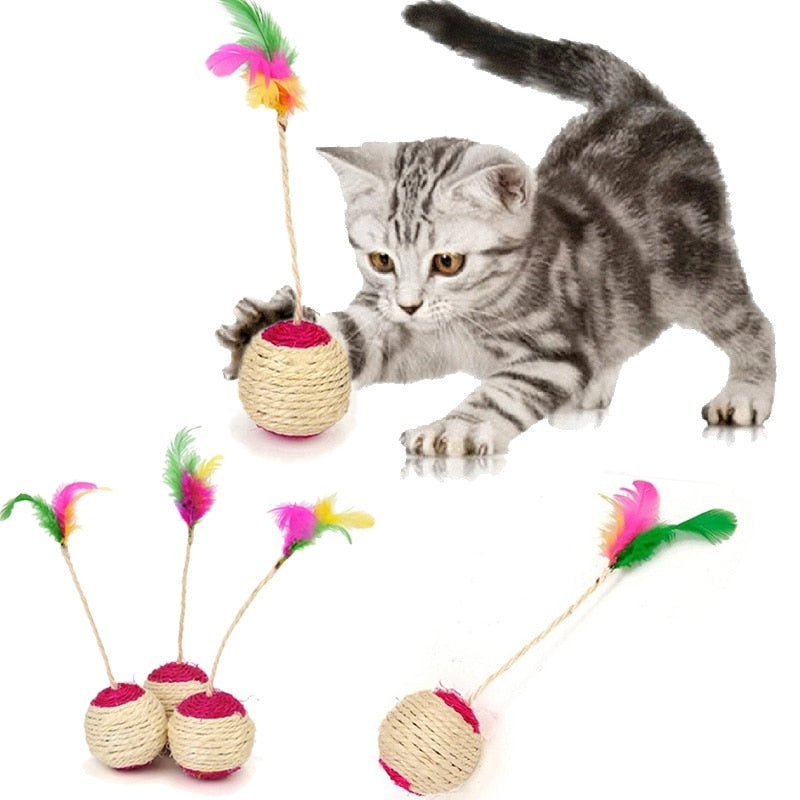 Satisfy Your Cat's Scratching Instincts with the Pet Cat Sisal Scratching Ball Toy