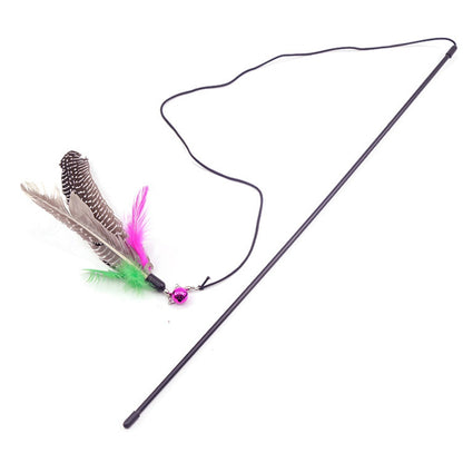 Playful Purrfection: Delight Your Cat with our Colorful Feather Wand and Bell Toy