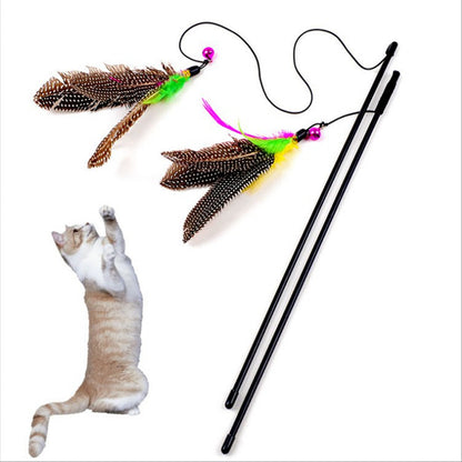 Playful Purrfection: Delight Your Cat with our Colorful Feather Wand and Bell Toy