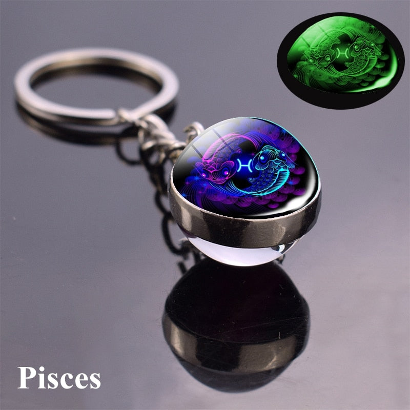 Luminous Zodiac Keychains - Glow in the Dark Birthday Gift