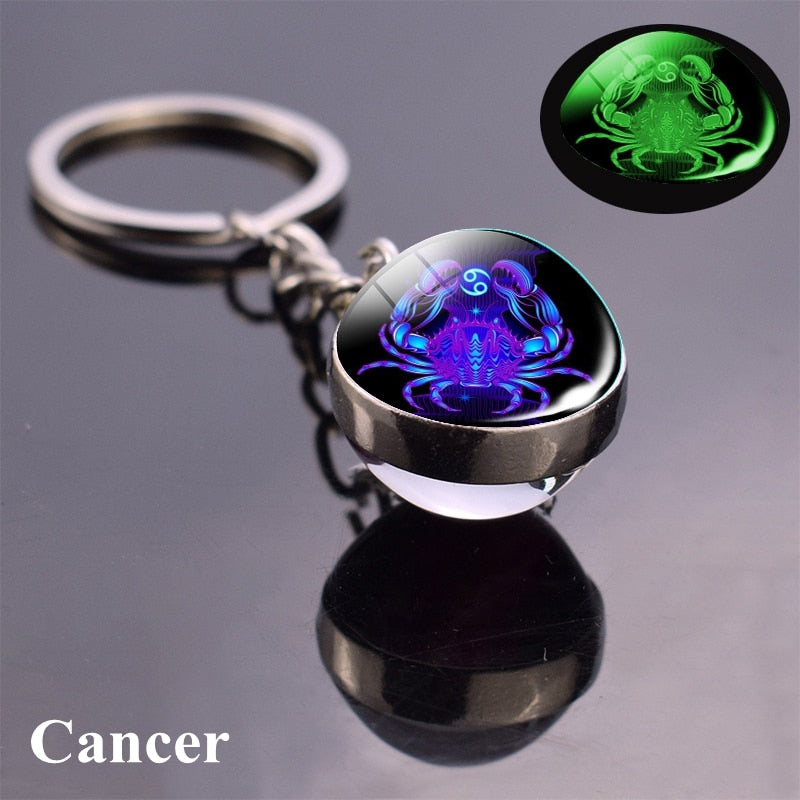 Luminous Zodiac Keychains - Glow in the Dark Birthday Gift