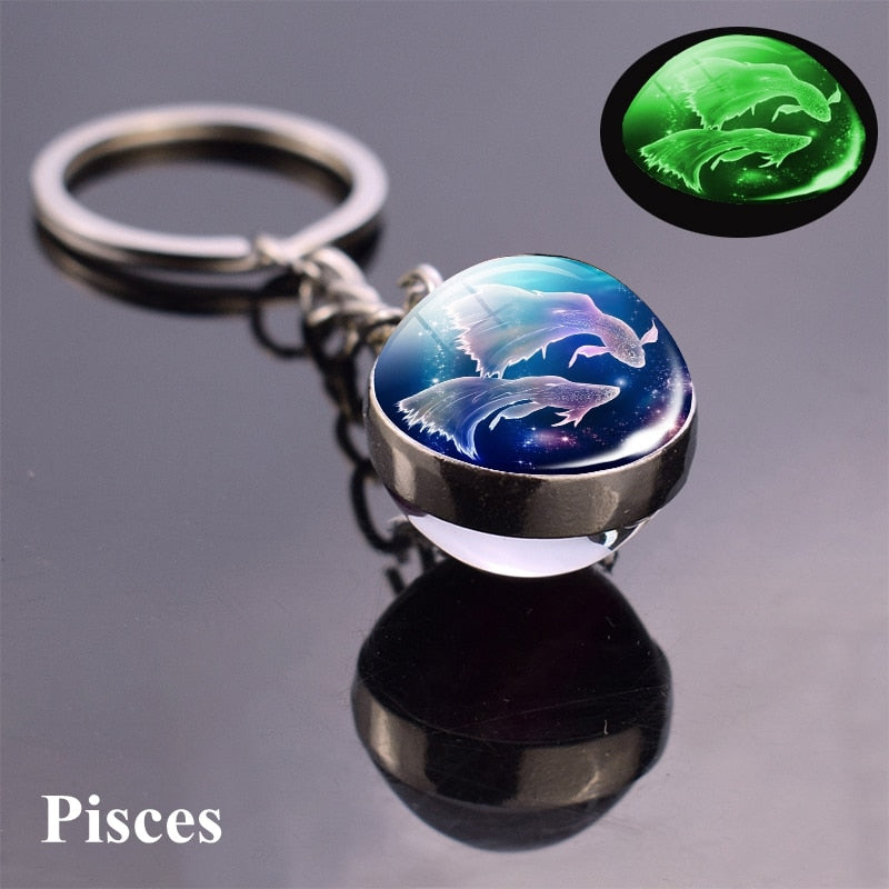 Luminous Zodiac Keychains - Glow in the Dark Birthday Gift