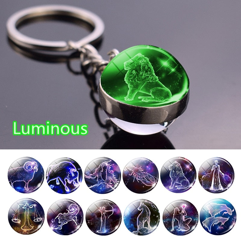 Luminous Zodiac Keychains - Glow in the Dark Birthday Gift