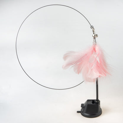 Interactive Hand-Free Bird/Feather Cat Wand with Bell and Powerful Suction Cup - Perfect for Hunting and Exercise Playtime