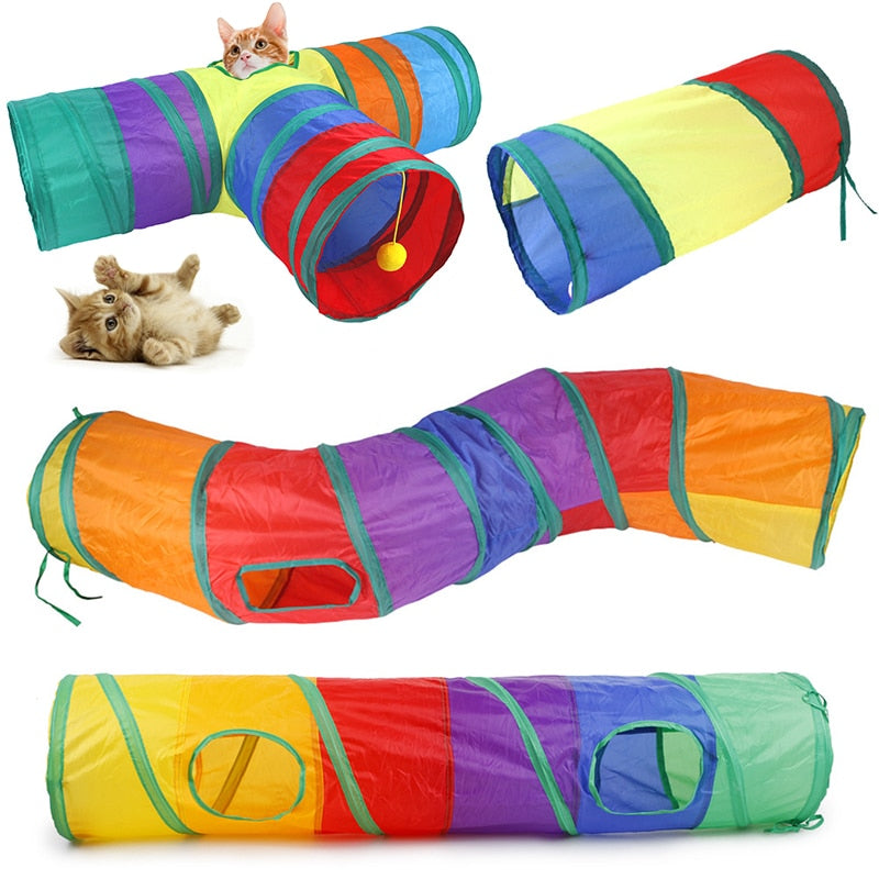 Provide Your Cat with Endless Fun with the Foldable Pet Cat Toy Tunnel
