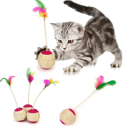 Interactive Cat Toy with Feather Rod, Bell and Mouse
