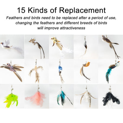 Interactive Hand-Free Bird/Feather Cat Wand with Bell and Powerful Suction Cup - Perfect for Hunting and Exercise Playtime