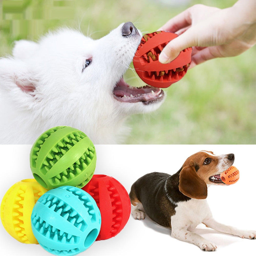 Interactive Rubber Dog Ball for Playtime and Dental Health - Perfect for Dogs of All Sizes
