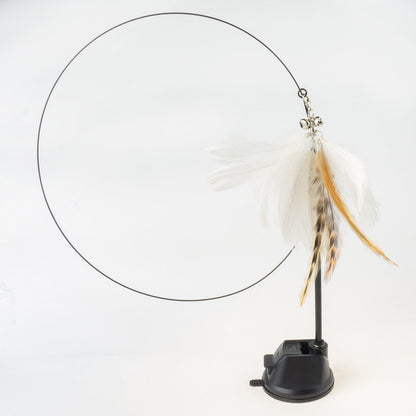 Interactive Hand-Free Bird/Feather Cat Wand with Bell and Powerful Suction Cup - Perfect for Hunting and Exercise Playtime