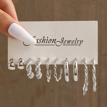 Perlen-Creolen – Vintage-Gold-Ohrhänger-Set 