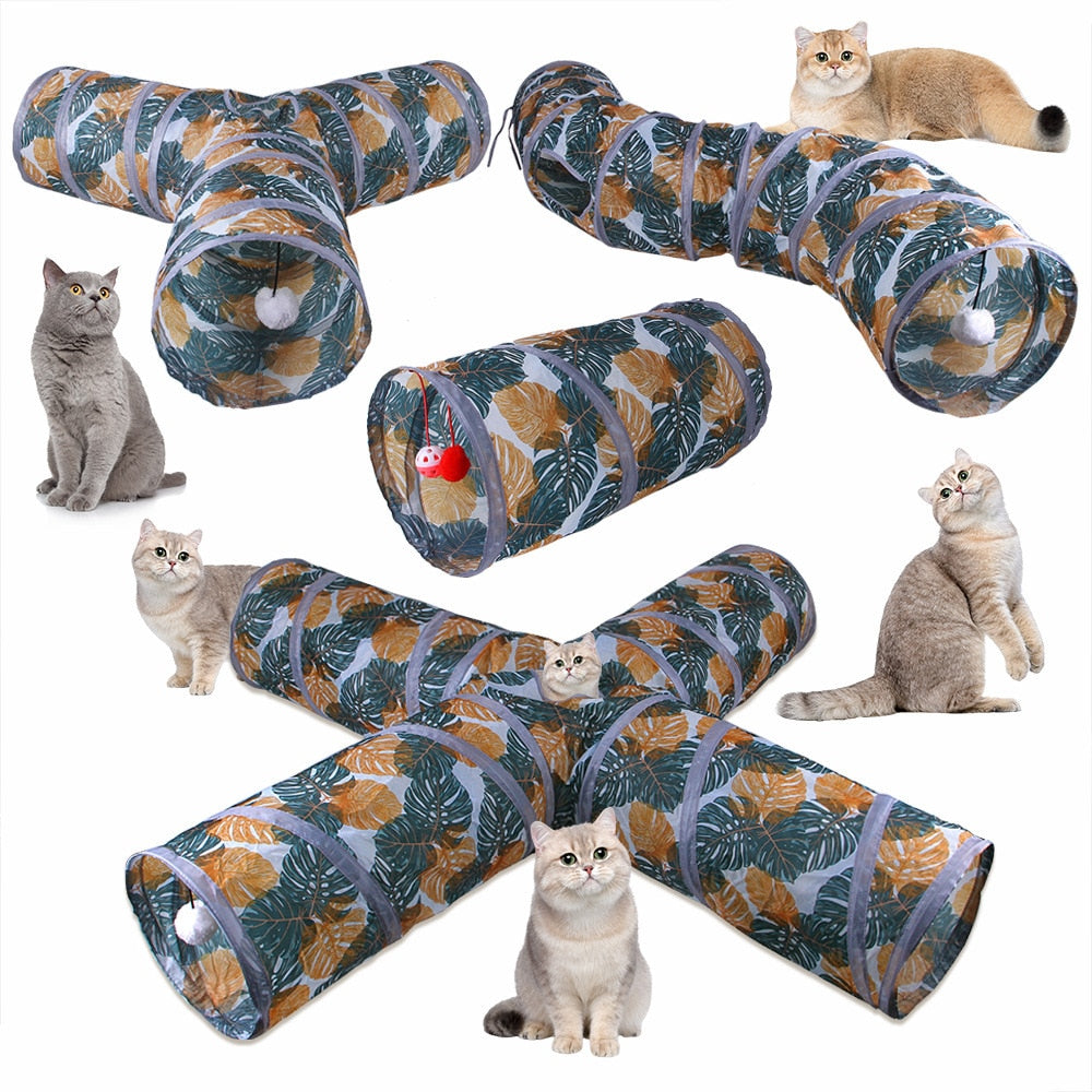 Provide Your Cat with Endless Fun with the Foldable Pet Cat Toy Tunnel
