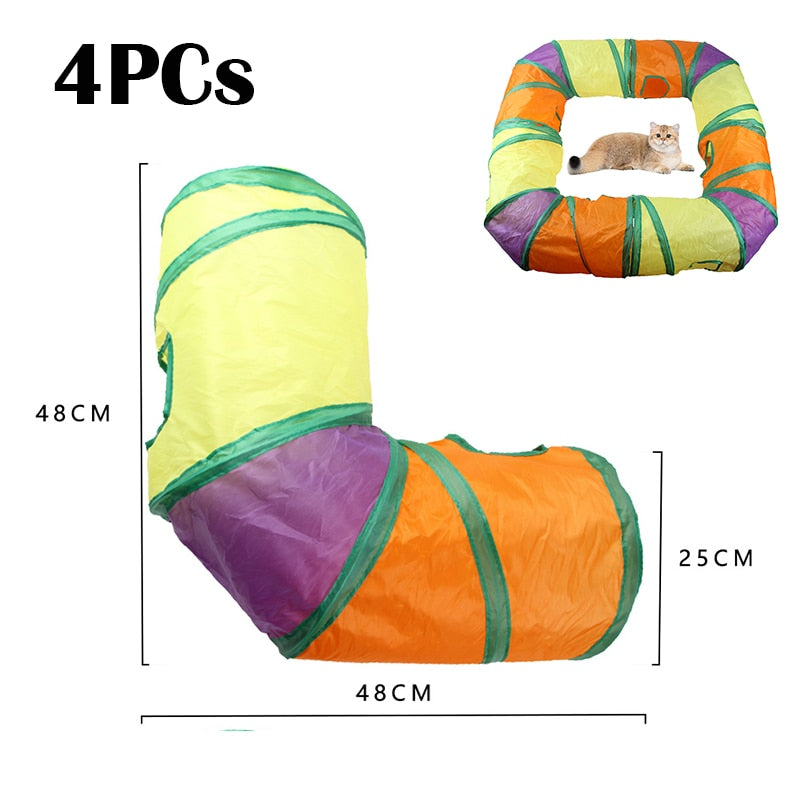 Provide Your Cat with Endless Fun with the Foldable Pet Cat Toy Tunnel