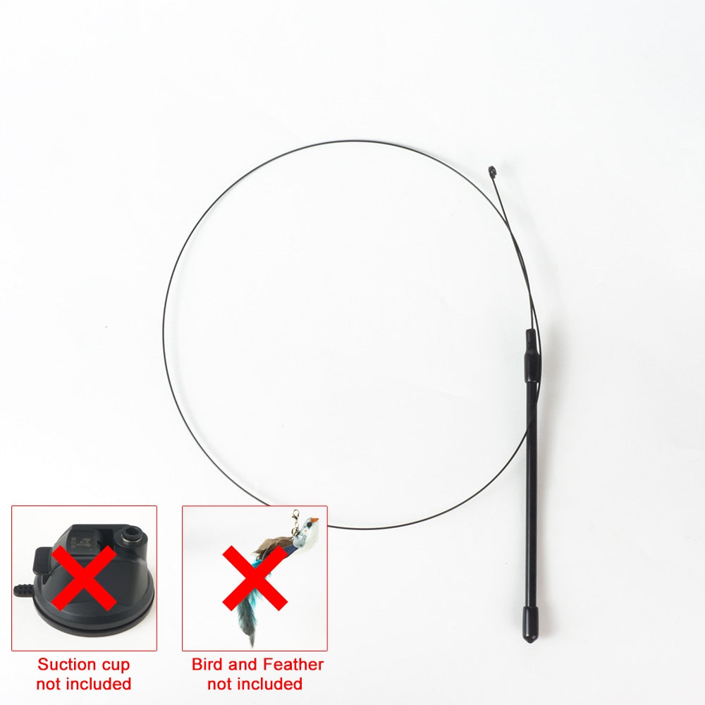 Interactive Hand-Free Bird/Feather Cat Wand with Bell and Powerful Suction Cup - Perfect for Hunting and Exercise Playtime