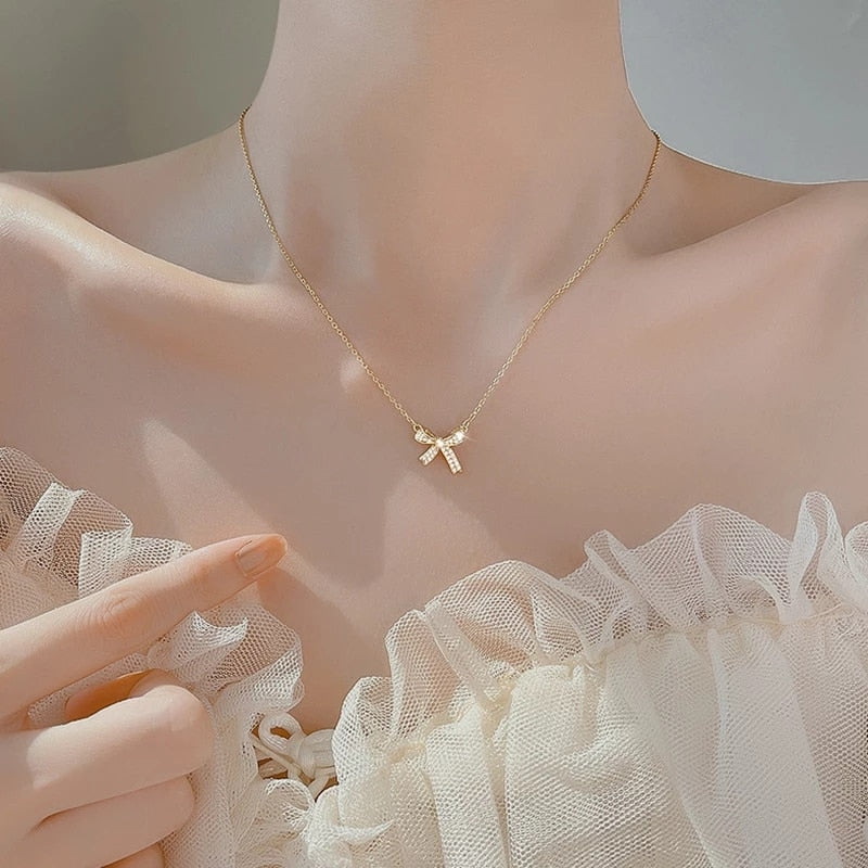 Mehrschichtige Herz-Schmetterlings-Halskette für Damen 