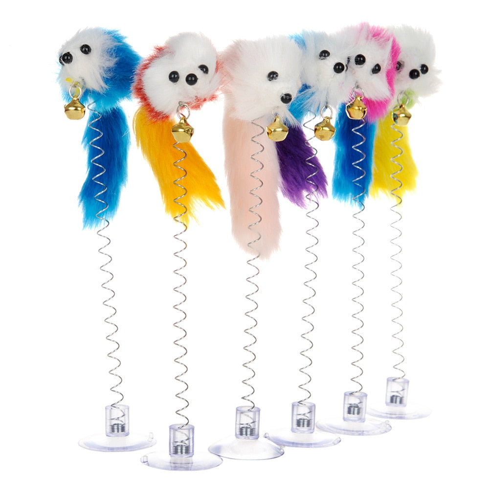 Interactive Cat Toy with Feather Rod, Bell and Mouse