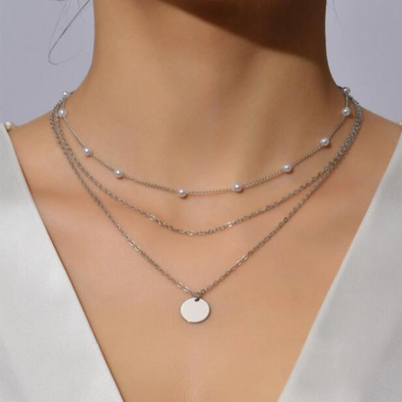 Herz- und Stern-Charm-Halsketten-Set – Kristall-Zirkon für Damen