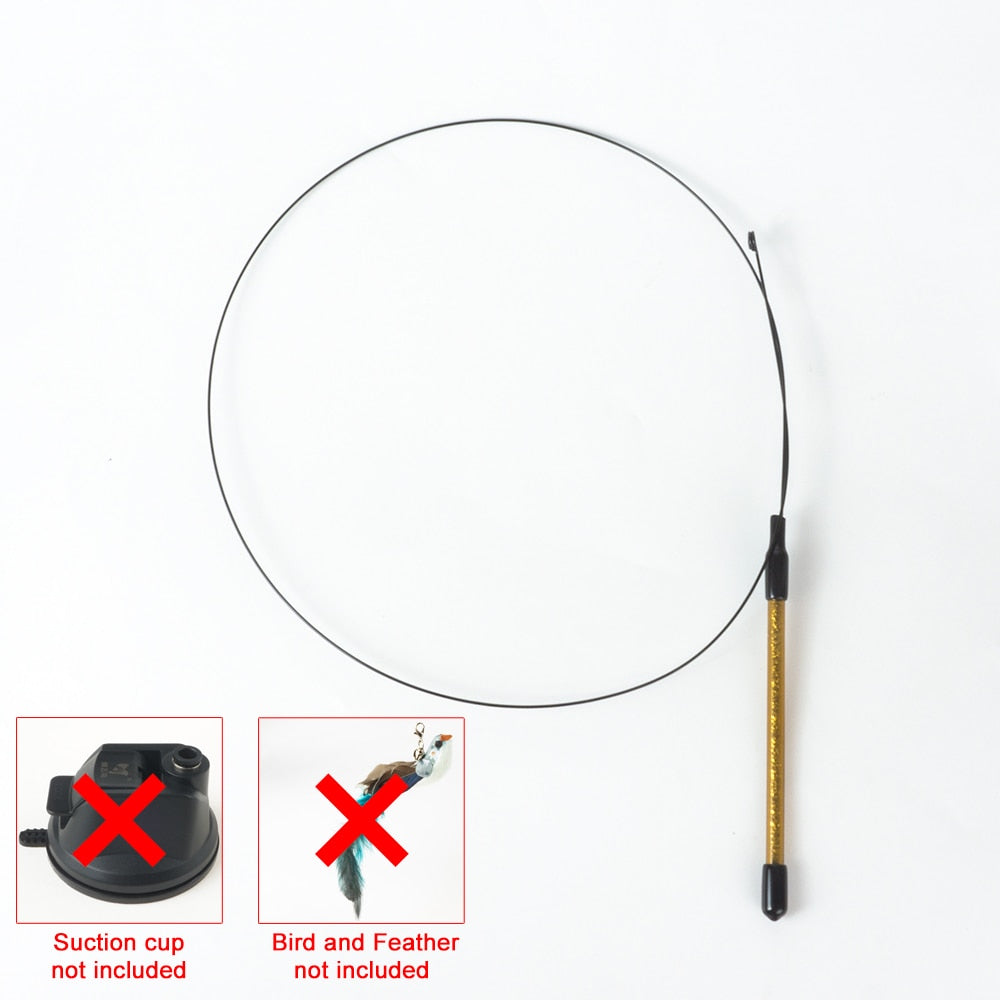 Interactive Hand-Free Bird/Feather Cat Wand with Bell and Powerful Suction Cup - Perfect for Hunting and Exercise Playtime