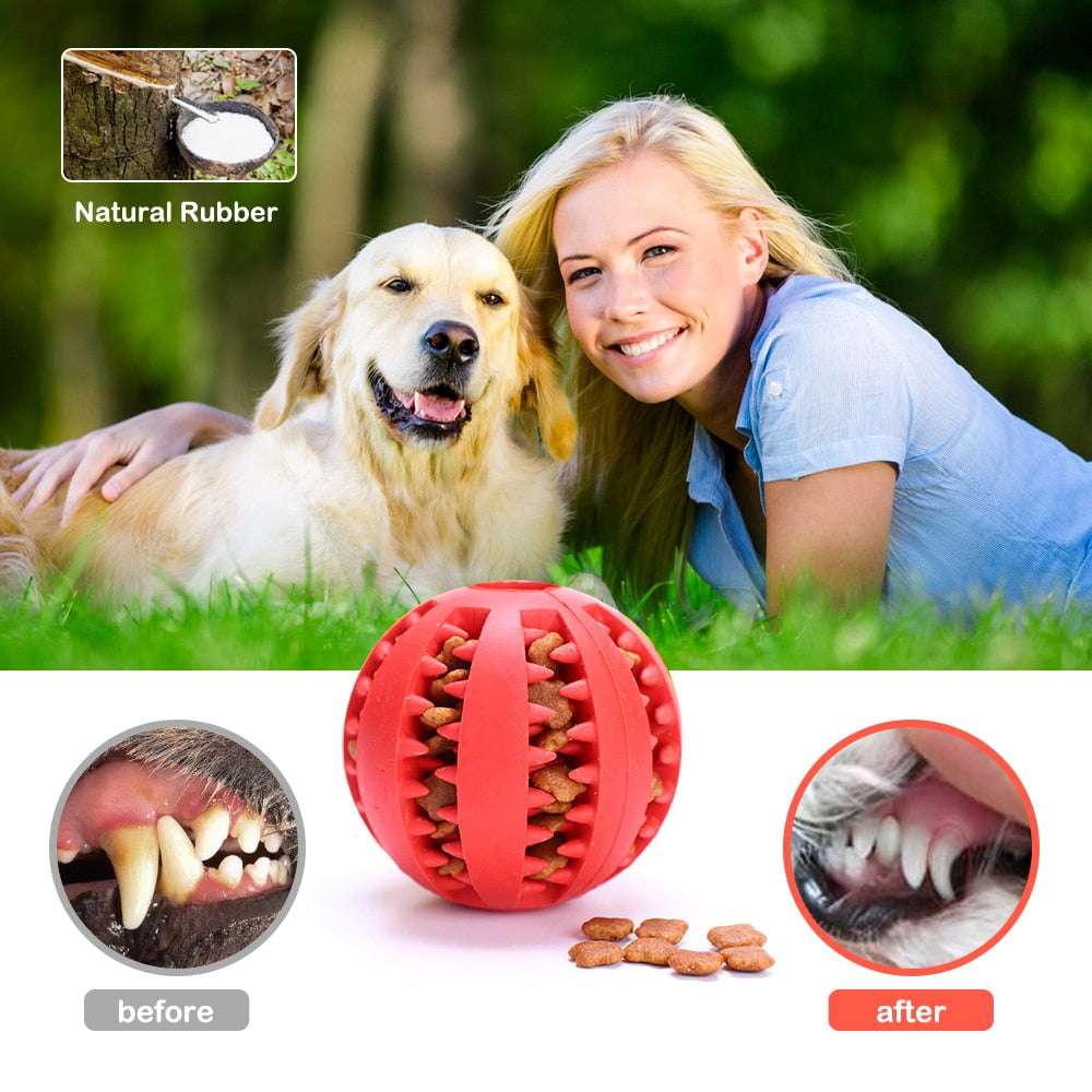 Interactive Rubber Dog Ball for Playtime and Dental Health - Perfect for Dogs of All Sizes