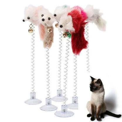 Interactive Cat Toy with Feather Rod, Bell and Mouse