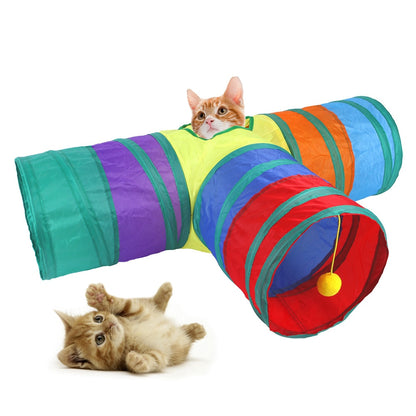 Provide Your Cat with Endless Fun with the Foldable Pet Cat Toy Tunnel