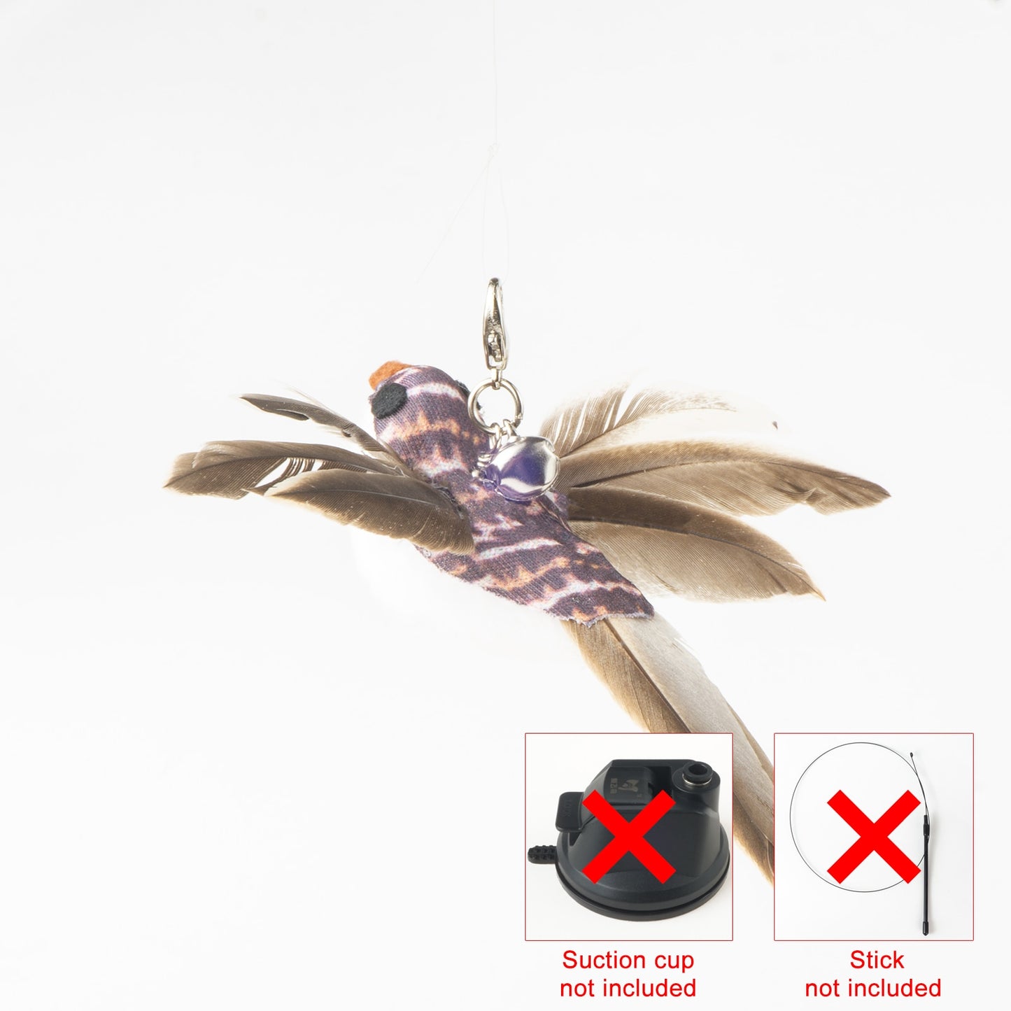 Interactive Hand-Free Bird/Feather Cat Wand with Bell and Powerful Suction Cup - Perfect for Hunting and Exercise Playtime