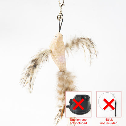 Interactive Hand-Free Bird/Feather Cat Wand with Bell and Powerful Suction Cup - Perfect for Hunting and Exercise Playtime
