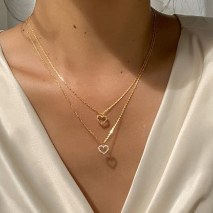 Herz- und Stern-Charm-Halsketten-Set – Kristall-Zirkon für Damen