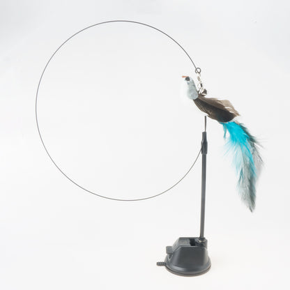 Interactive Hand-Free Bird/Feather Cat Wand with Bell and Powerful Suction Cup - Perfect for Hunting and Exercise Playtime