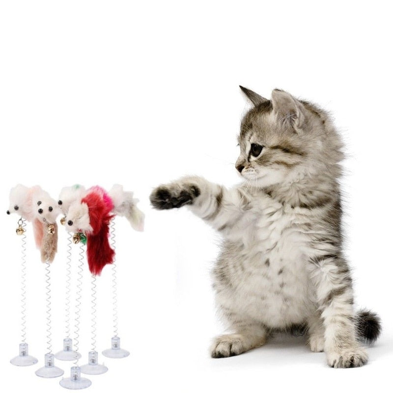 Interactive Cat Toy with Feather Rod, Bell and Mouse