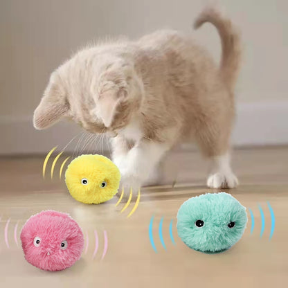 Interactive electric plush ball toy for cats with touch-sound and catnip features for training and entertainment